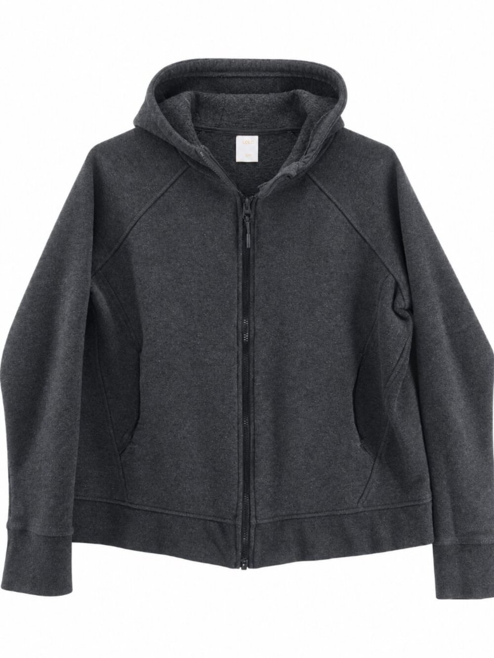 Lolë Hoodie, Full Zip Fleece, Charcoal Dark Grey, Size XL